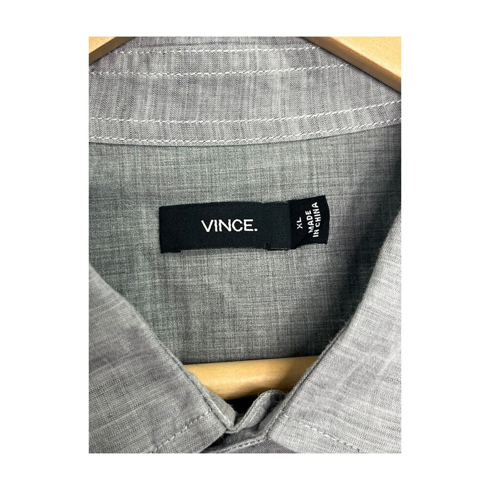 Vince Shirt Mens Extra Large Gray Linen Button Up Preppy Casual Lightweight - Picture 4 of 8